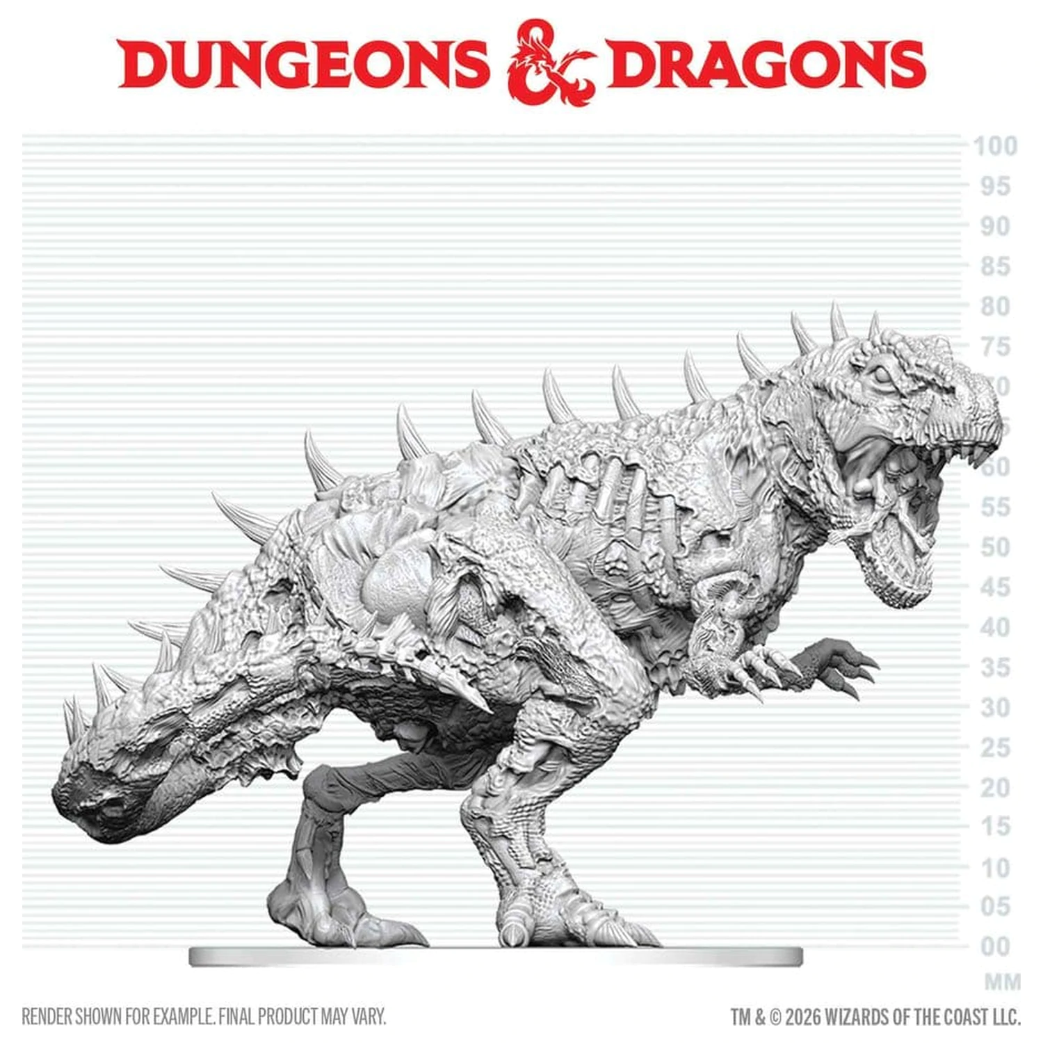 Dungeons & Dragons Nolzur's Marvelous Miniatures Nepobarvana miniatura Tyrannosaurus Zombie 20 cm fotografija izdelka