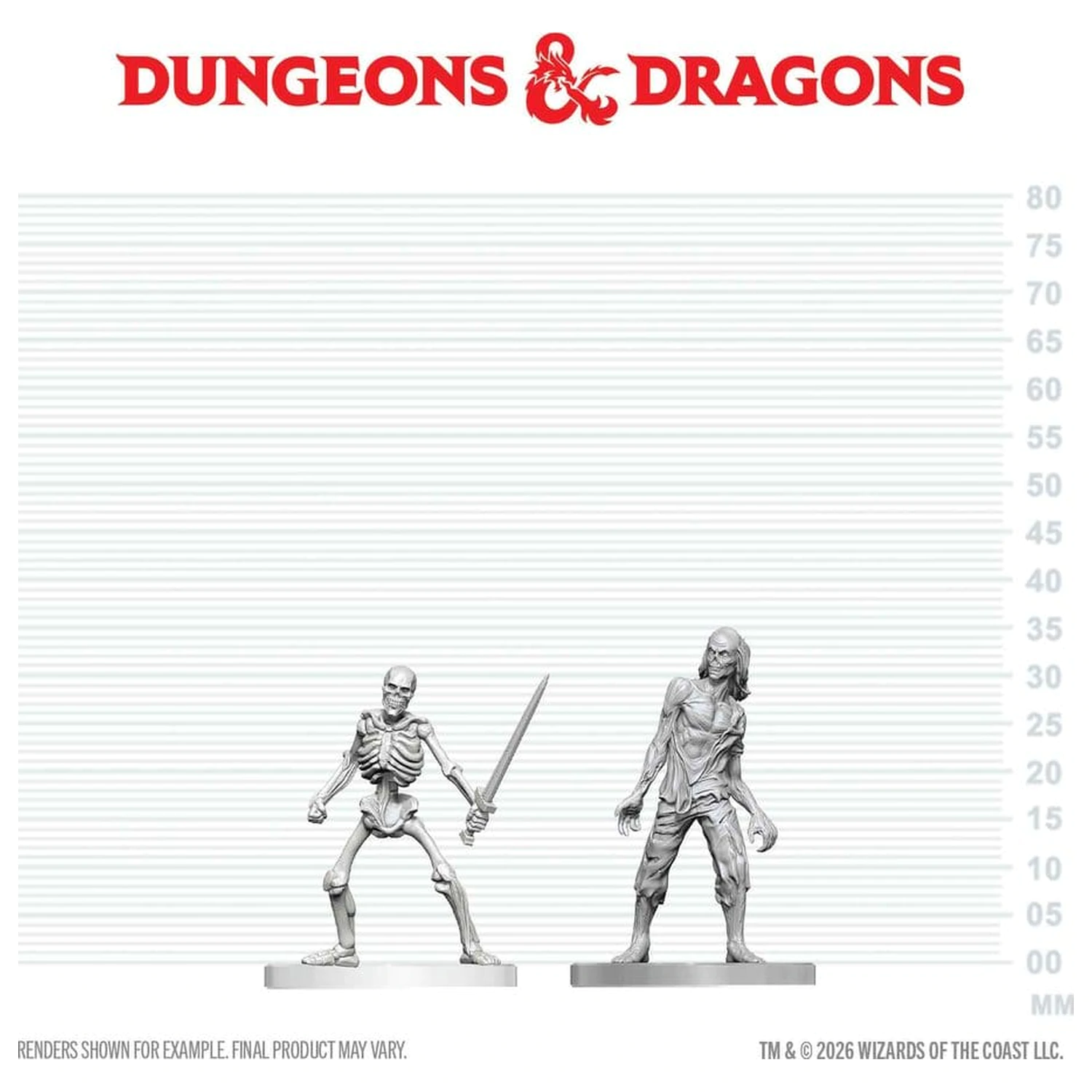 Dungeons & Dragons Nolzur's Marvelous Miniatures Nepobarvana miniaturna figura Zombie & Skeleton 14 cm fotografija izdelka