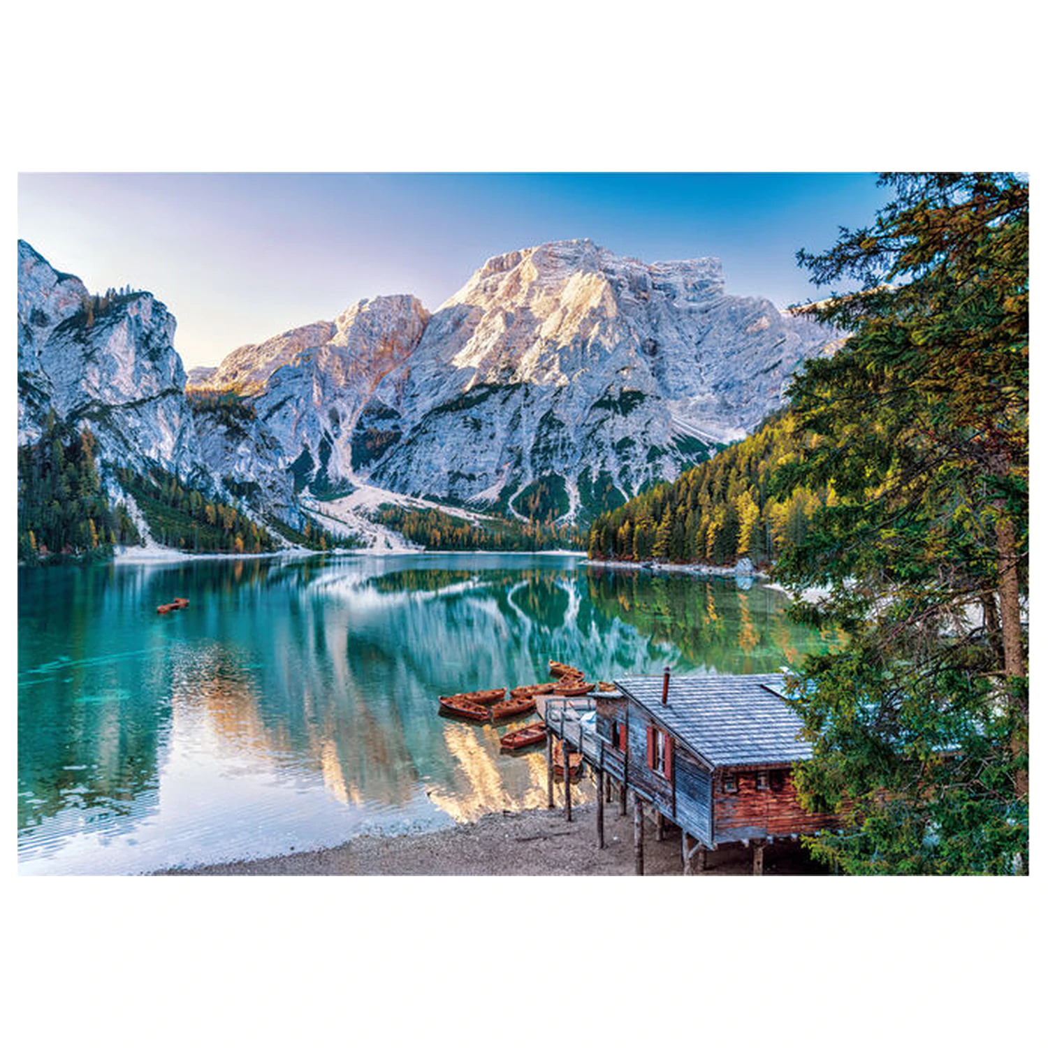 Emerald Lake Braies uganka 1000 kosov fotografija izdelka
