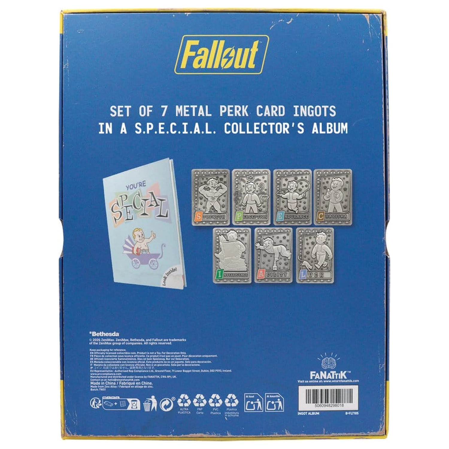 Fallout Ingots with Album S.P.E.C.I.A.L. Album zbiralca kartice Perk fotografija izdelka