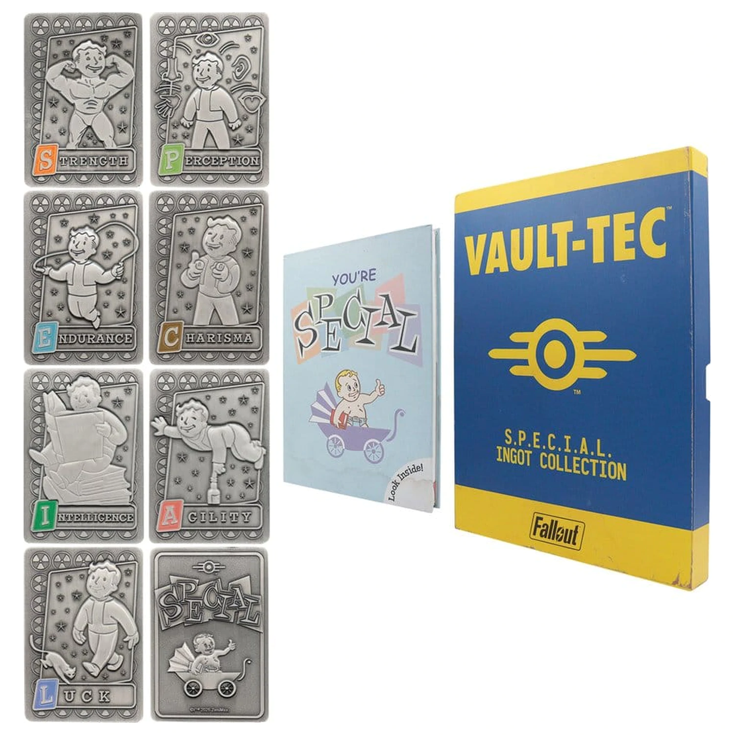 Fallout Ingots with Album S.P.E.C.I.A.L. Album zbiralca kartice Perk fotografija izdelka