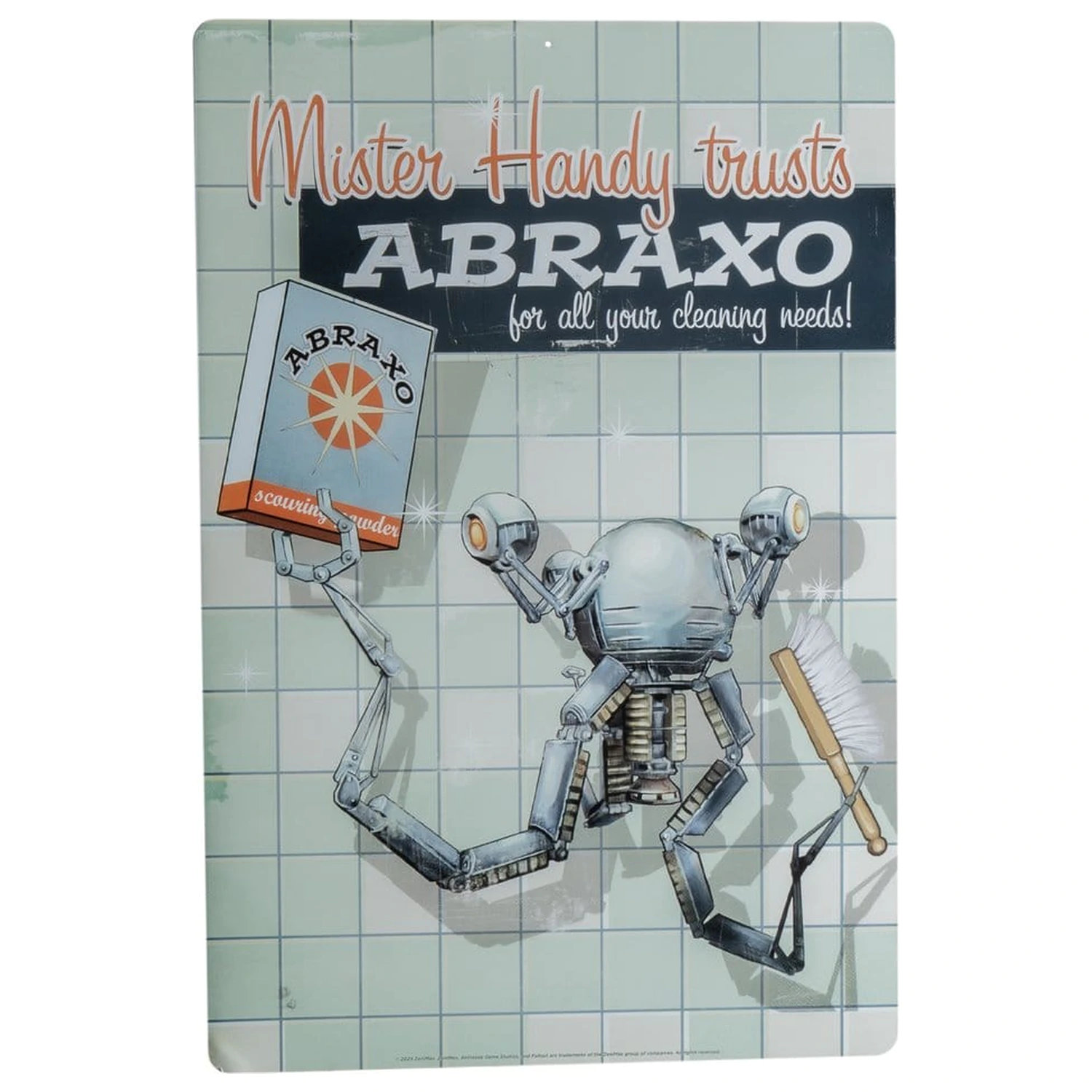 Fallout Kovinska tabla Mr. Handy fotografija izdelka