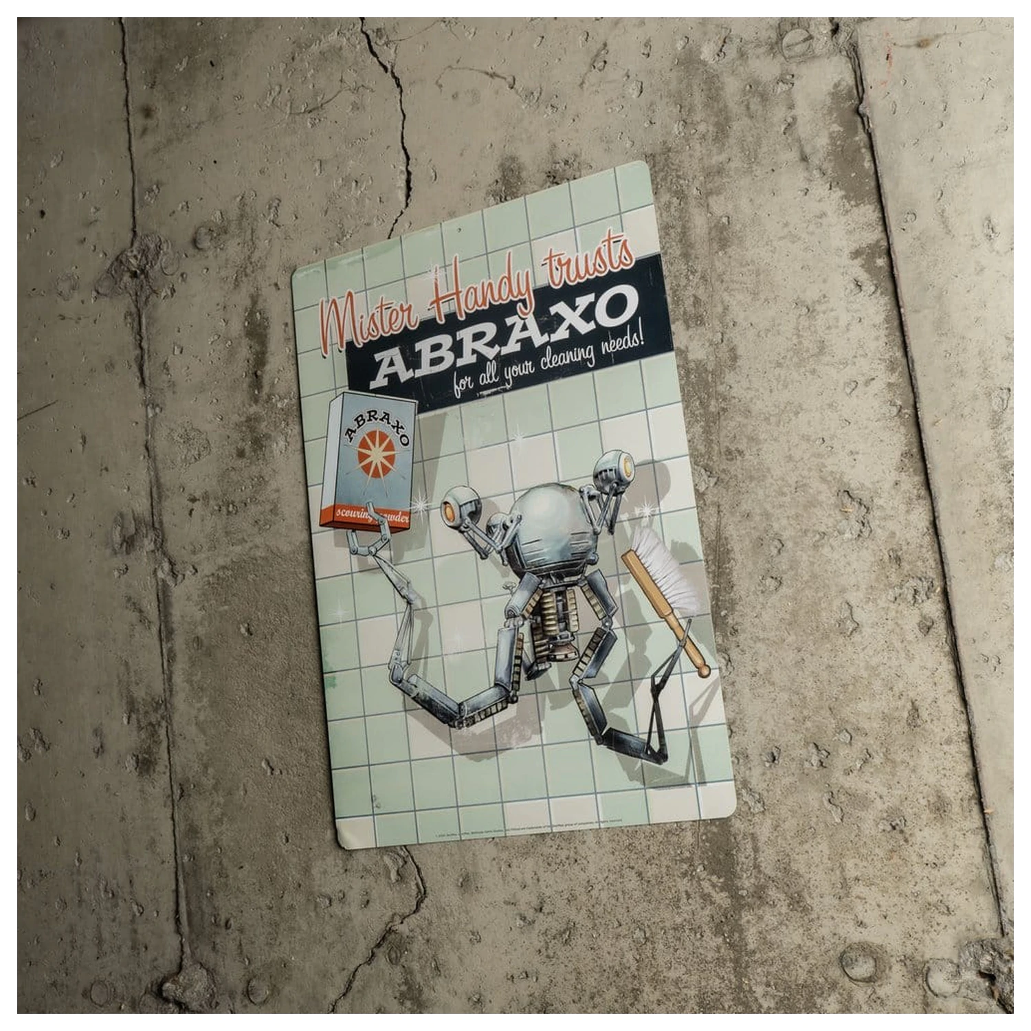 Fallout Kovinska tabla Mr. Handy fotografija izdelka