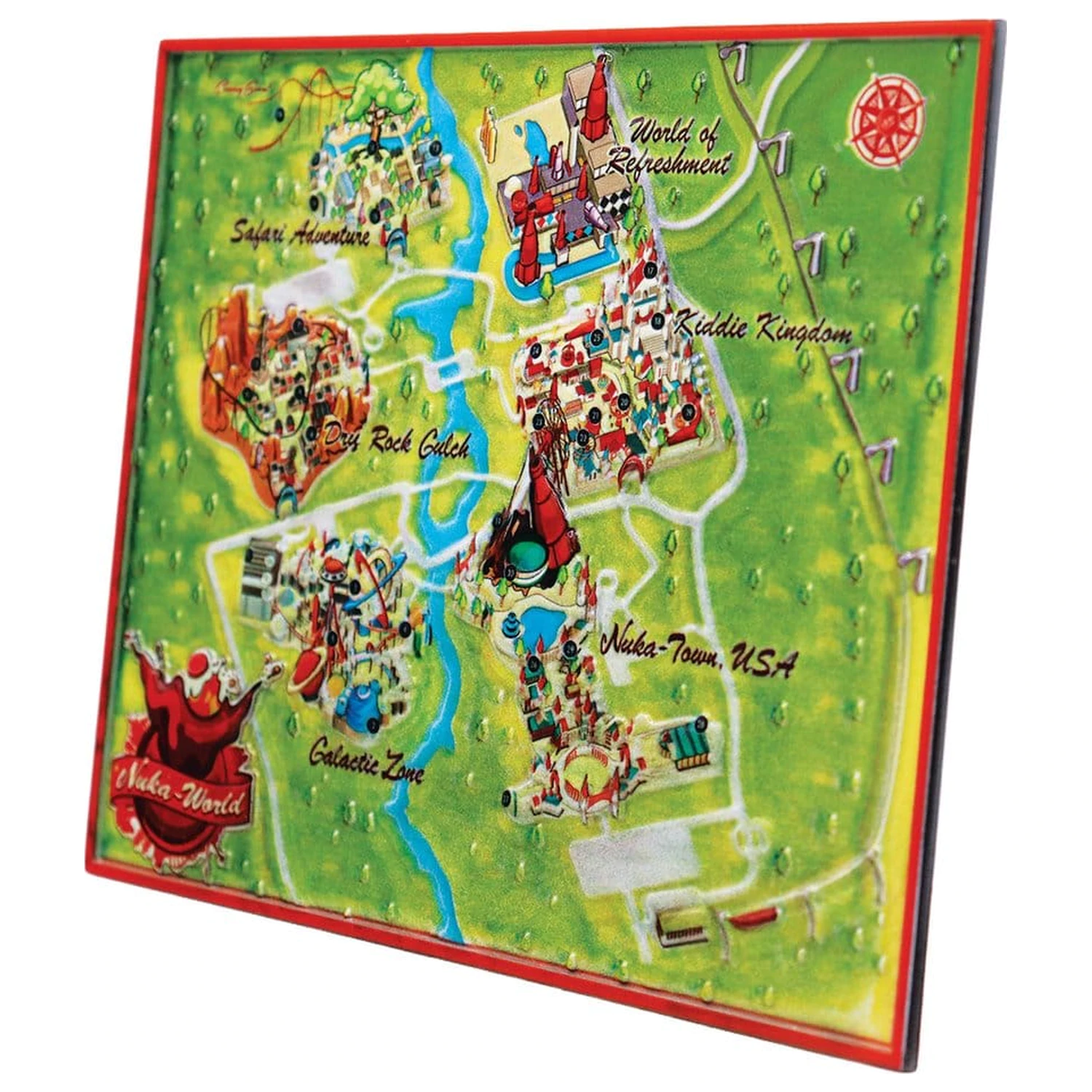 Fallout replika kovinski zemljevid Nuka-World Limited Edition 16 x 13 cm fotografija izdelka