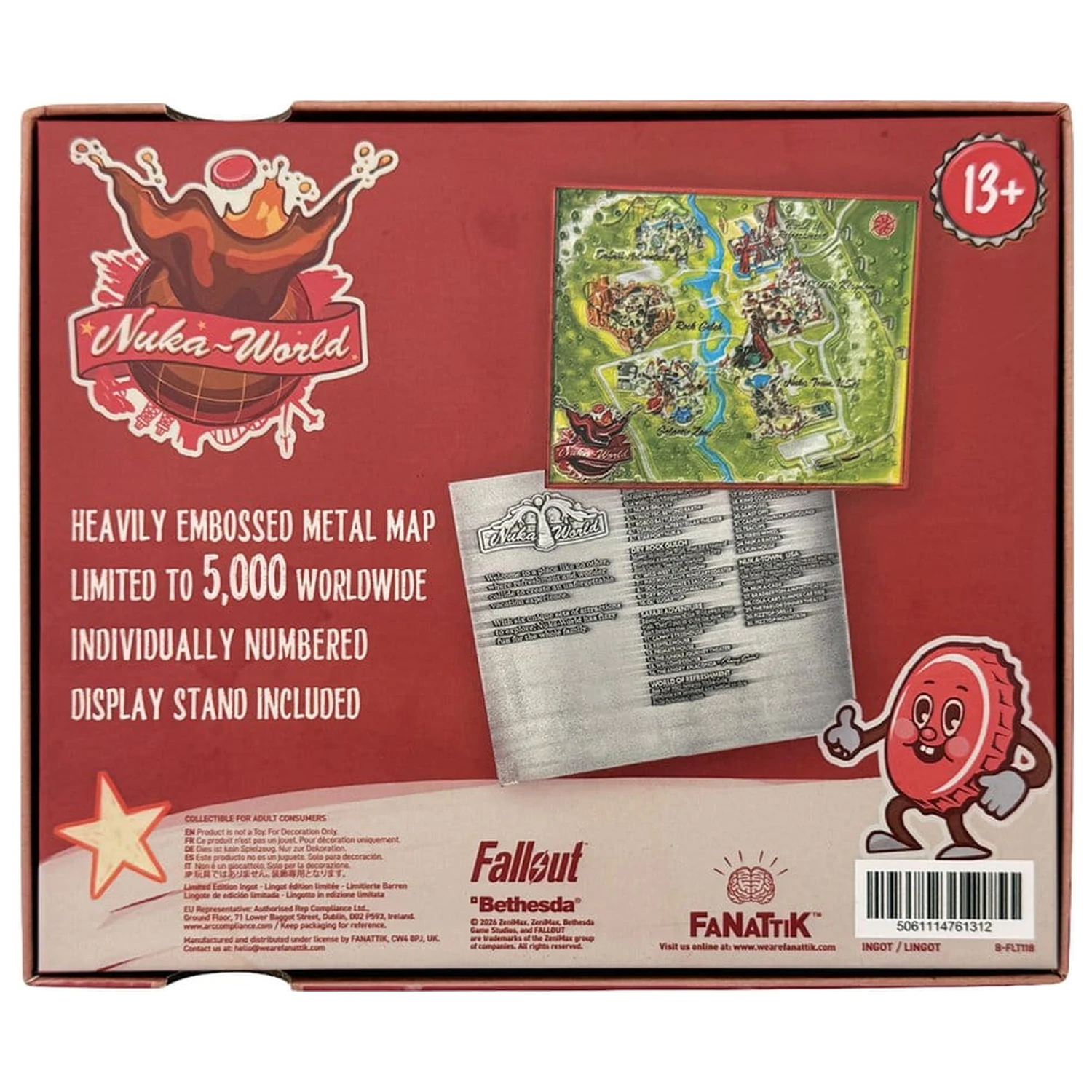Fallout replika kovinski zemljevid Nuka-World Limited Edition 16 x 13 cm fotografija izdelka
