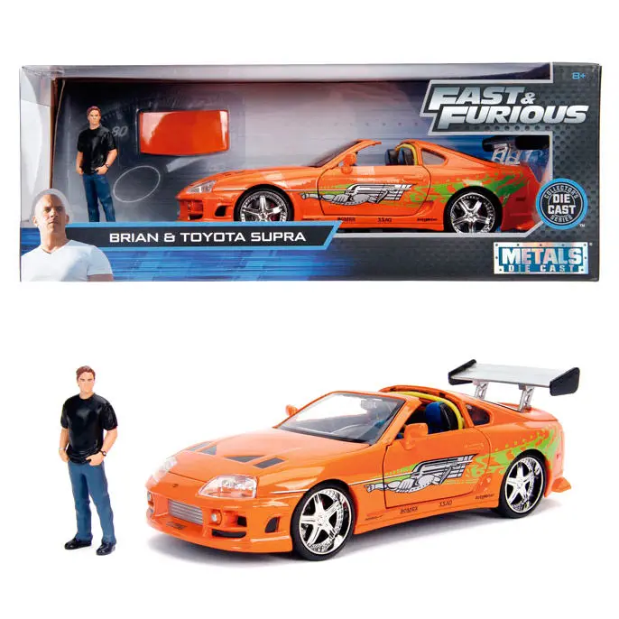 Fast and Furious Toyota Supra avto + Brian figura set fotografija izdelka