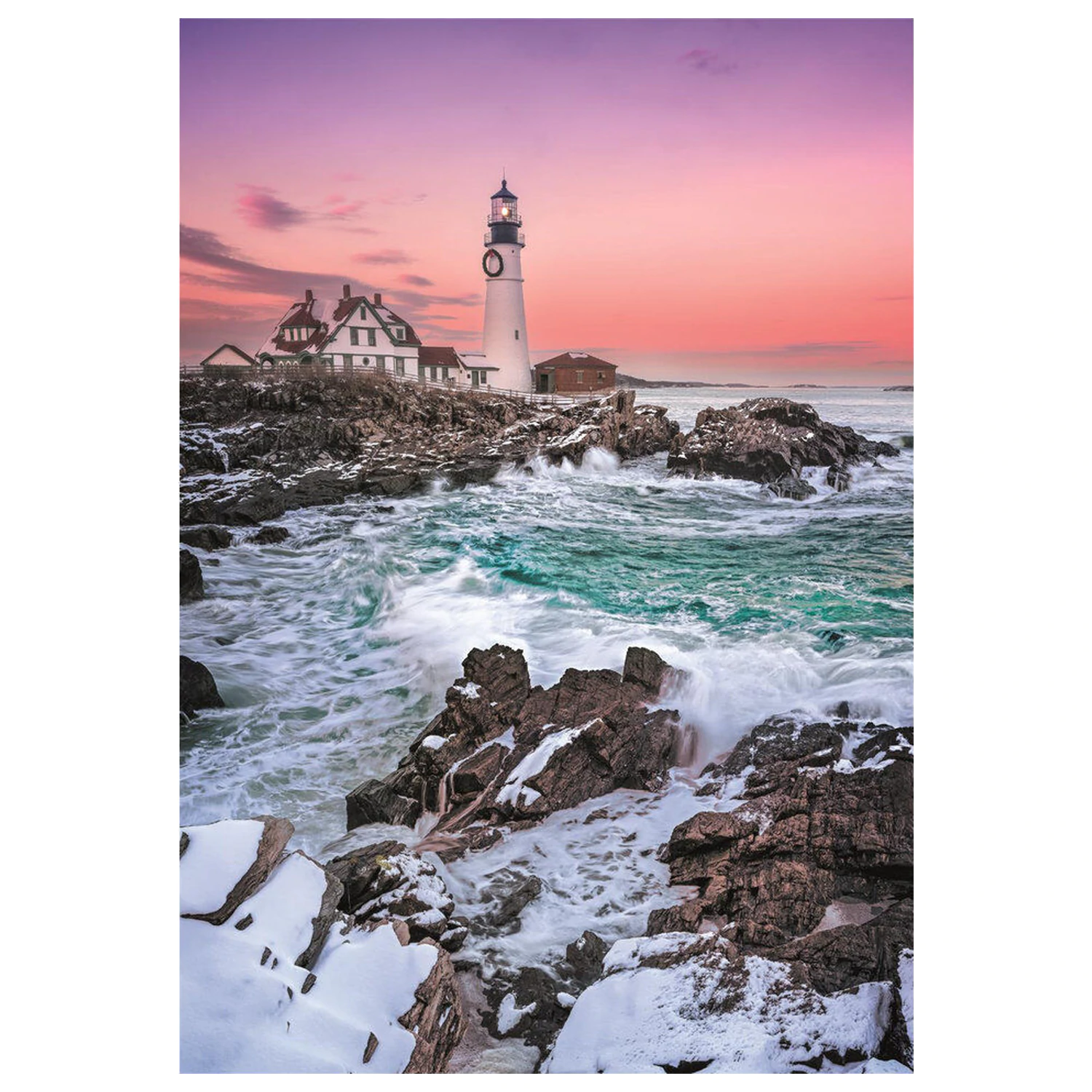 First Snow At Portland Head sestavljanka 1000 kosov fotografija izdelka