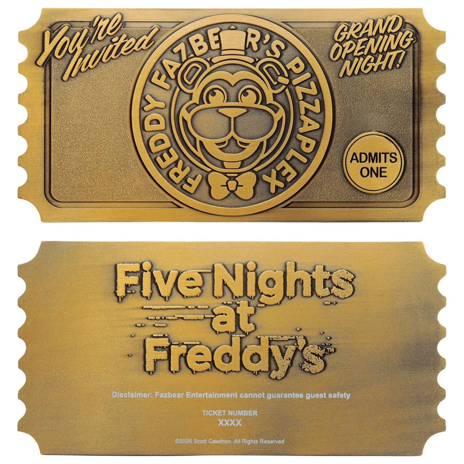 Five Nights at Freddy’s Replika Pizzaplex Opening Night Vstopnica Omejena izdaja fotografija izdelka