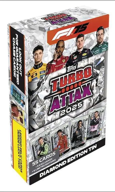 Formula 1 Turbo Attax TCG 2025 F1 Mega Plinska Pločevinka Diamond Edition *Nemška Različica* fotografija izdelka