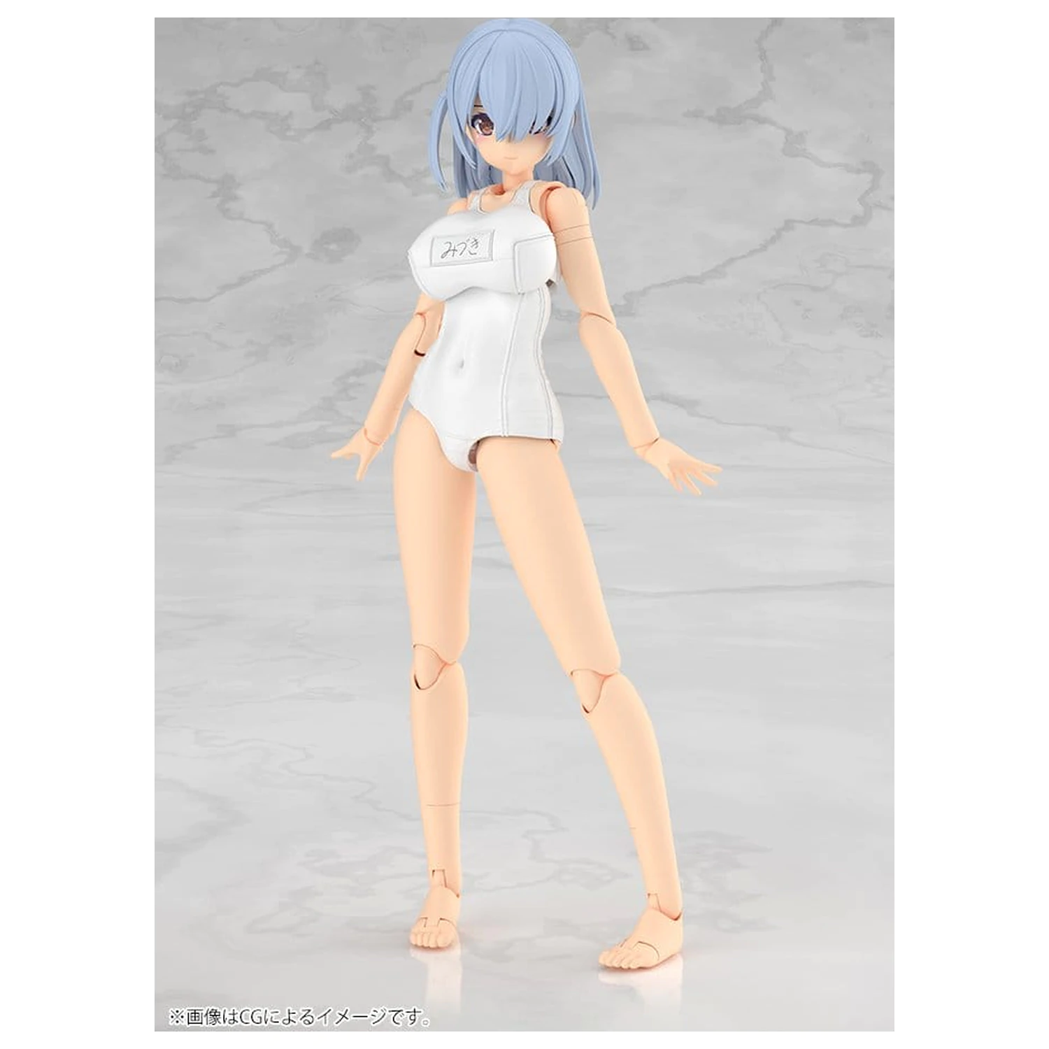 Frame Arms Girl Plastični Model Komplet Mizuki School Swimsuits White Ver. 16 cm fotografija izdelka