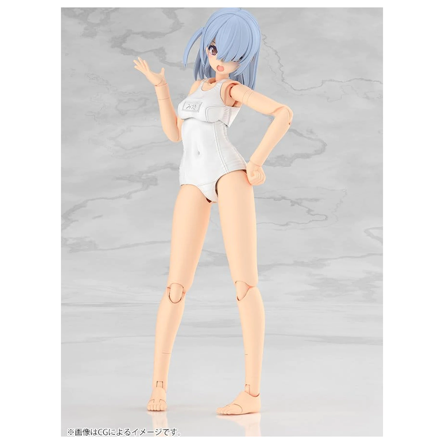 Frame Arms Girl Plastični Model Komplet Mizuki School Swimsuits White Ver. 16 cm fotografija izdelka