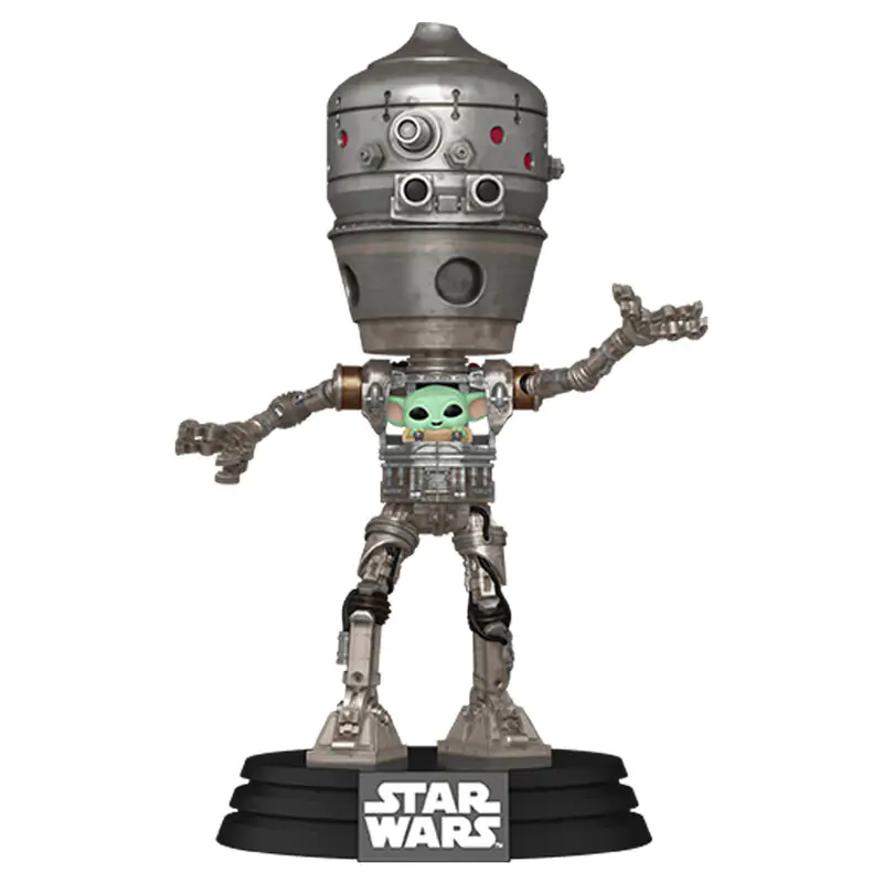 Star Wars: The Mandalorian Funko POP! Deluxe Vinilna figura z nihajočo glavo IG-12 z Grogu 17 cm fotografija izdelka