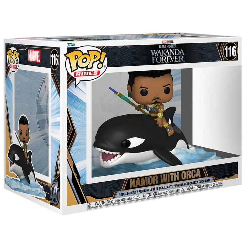 Black Panther: Wakanda Forever POP! Rides Super Deluxe Vinil Figura Namor s Orca 15 cm fotografija izdelka