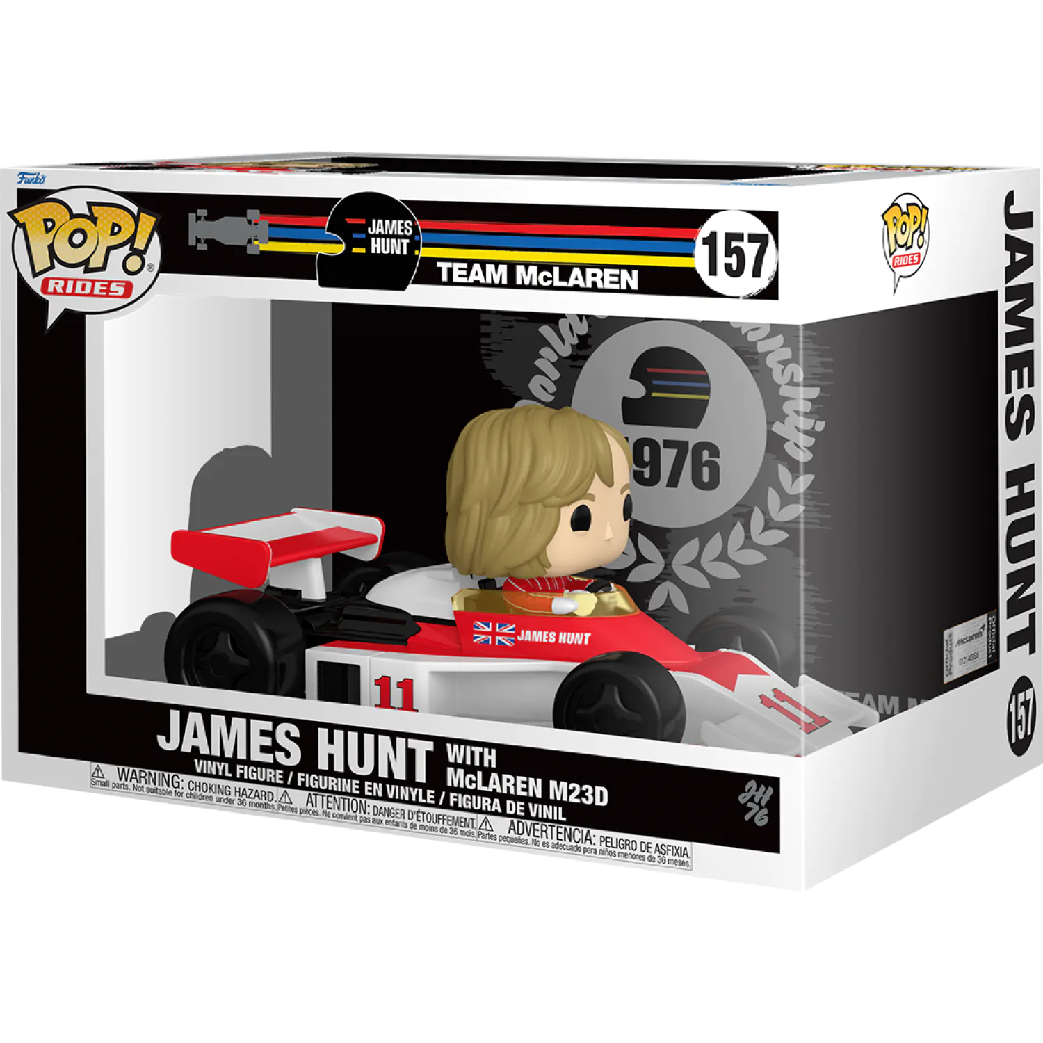 Funko POP figura Rides Super Deluxe Racing James Hunt z McLaren M23D fotografija izdelka