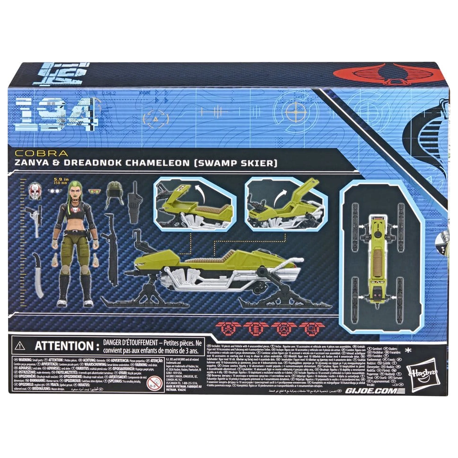 G.I. Joe Classified Series akcijska figura in komplet vozila #194 Zanya in Dreadnok Chameleon (Swamp Skier) 15 cm fotografija izdelka