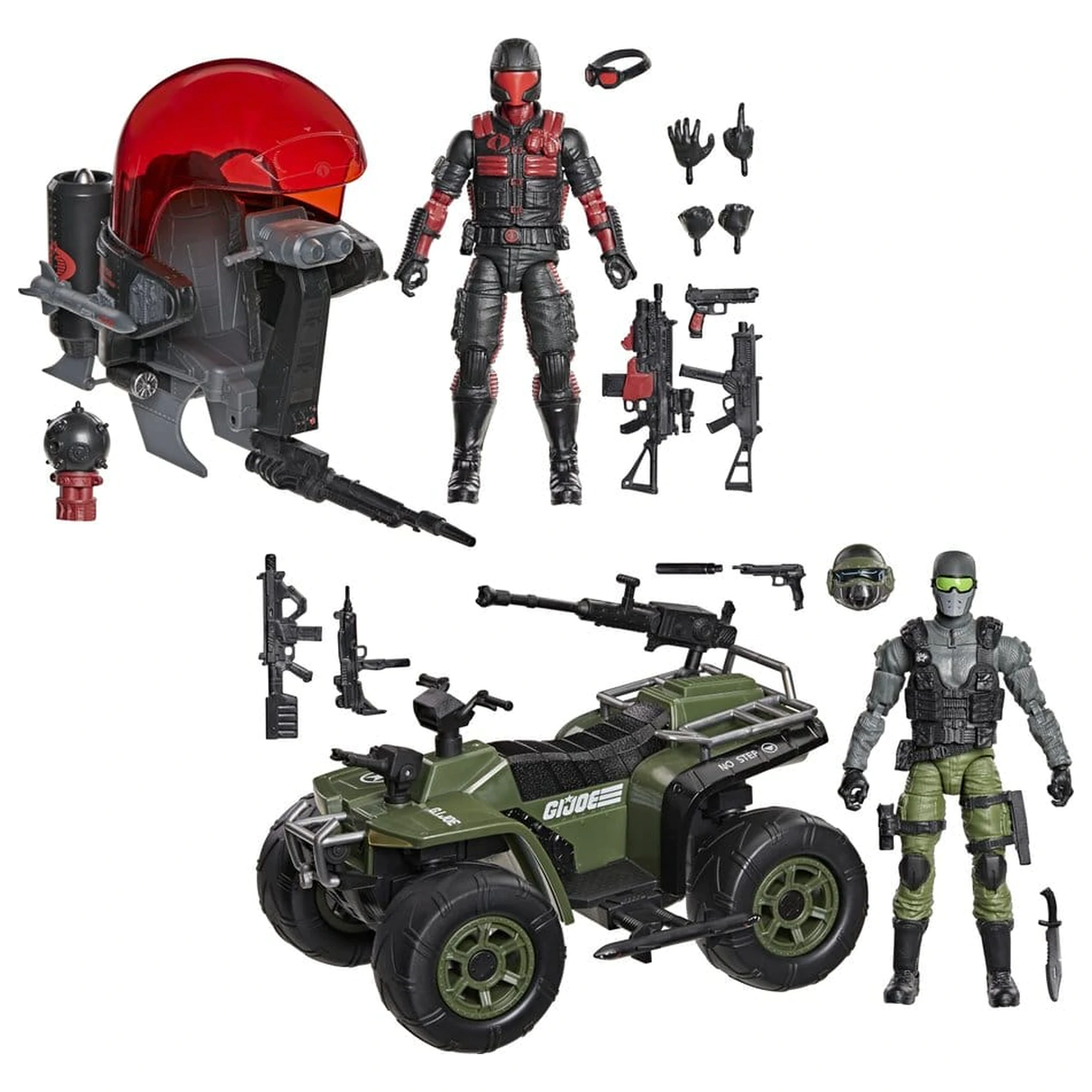 G.I. Joe Classified Series akcijska figura in komplet vozil Snake Eyes & Varmint ATV proti Stealth Viper & Cobra Stealth Flight Pod (Trubble Bubble) 15 cm fotografija izdelka