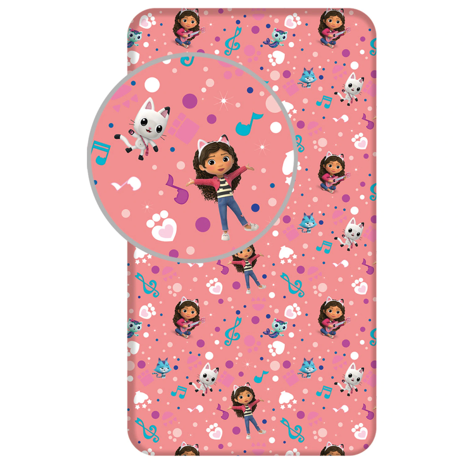 Gabby's Dollhouse Music Fitted rjuha 90x200 cm fotografija izdelka