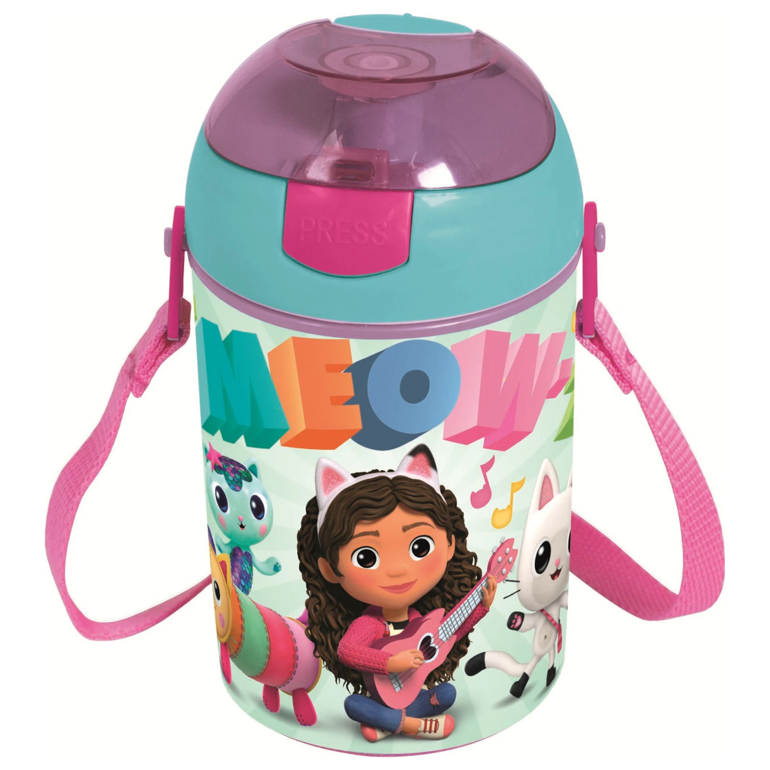 Gabi's Dollhouse Wonderland plastična steklenička s slamico z obešankom 450 ml fotografija izdelka