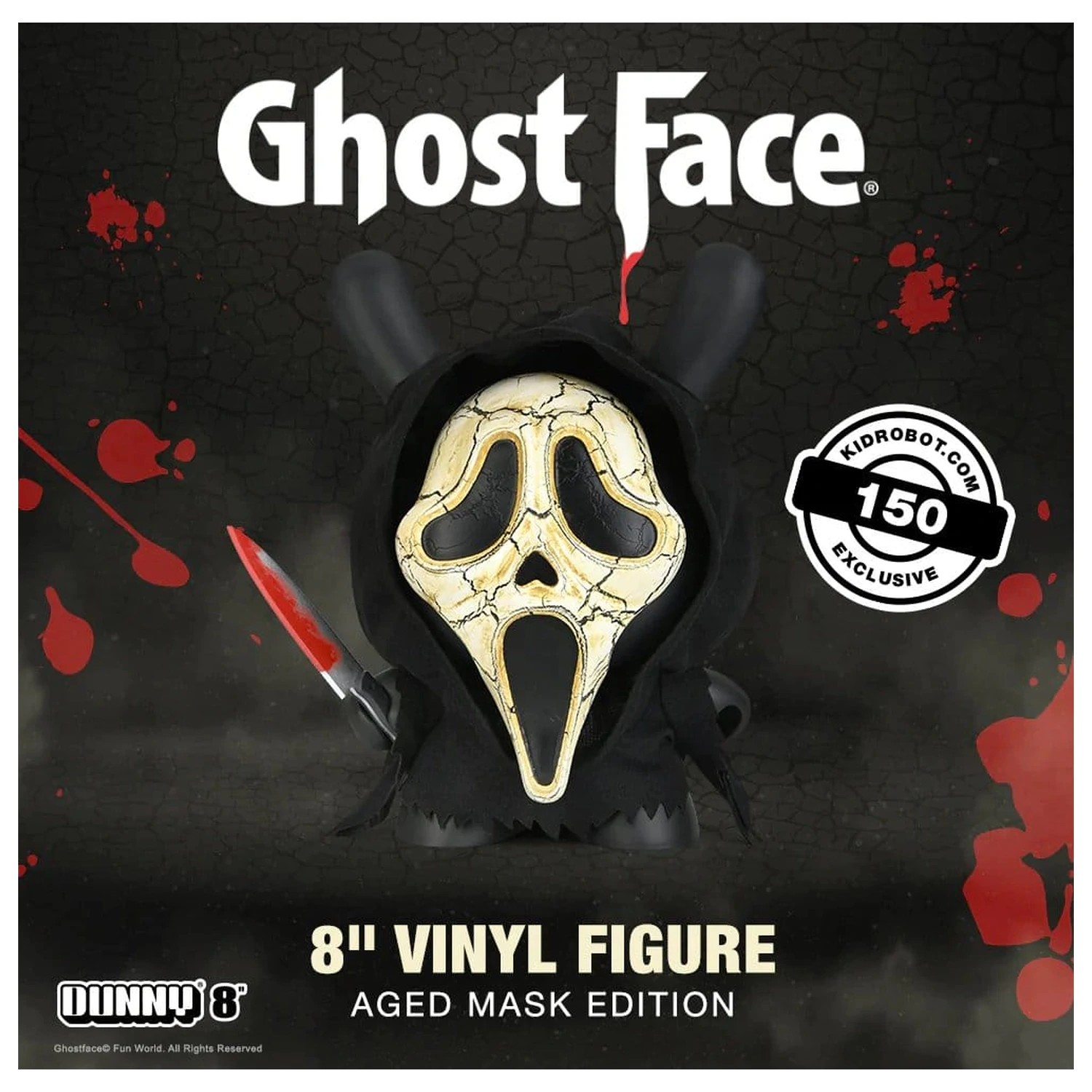 Ghost Face Dunny Art Toy Vinilna figura različica s starano masko 20 cm fotografija izdelka