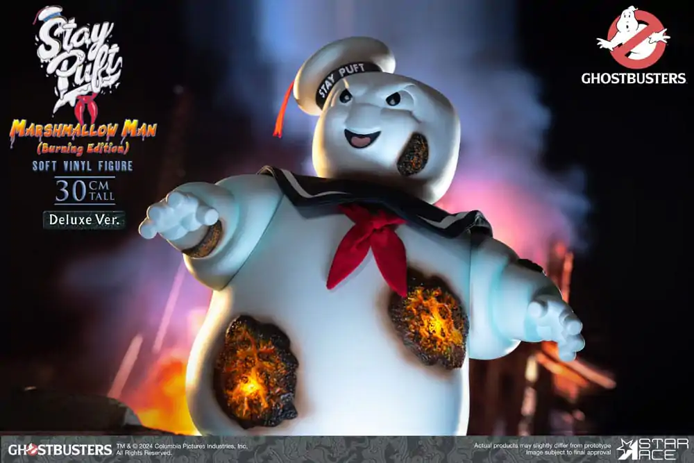 Ghostbusters Soft Vinyl Kip Stay Puft Marshmallow Man Burning Edition Deluxe Version 30 cm fotografija izdelka