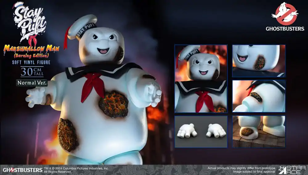 Ghostbusters Soft Vinyl Kip Stay Puft Marshmallow Man Burning Edition Normal Version 30 cm fotografija izdelka