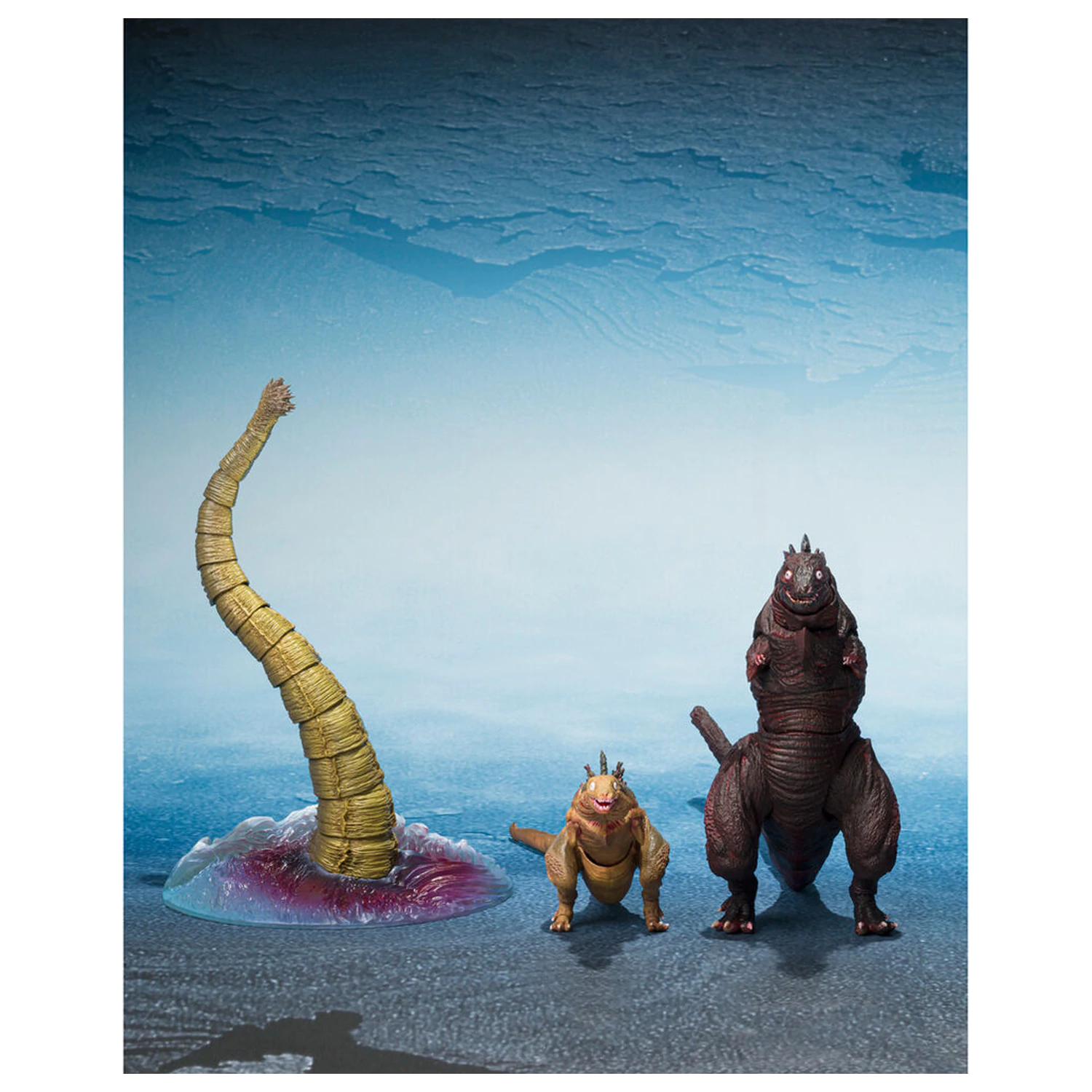 Godzilla The Second Form & Third Form & Giant Unidentified Creature S.H. MonsterArts set figuric fotografija izdelka