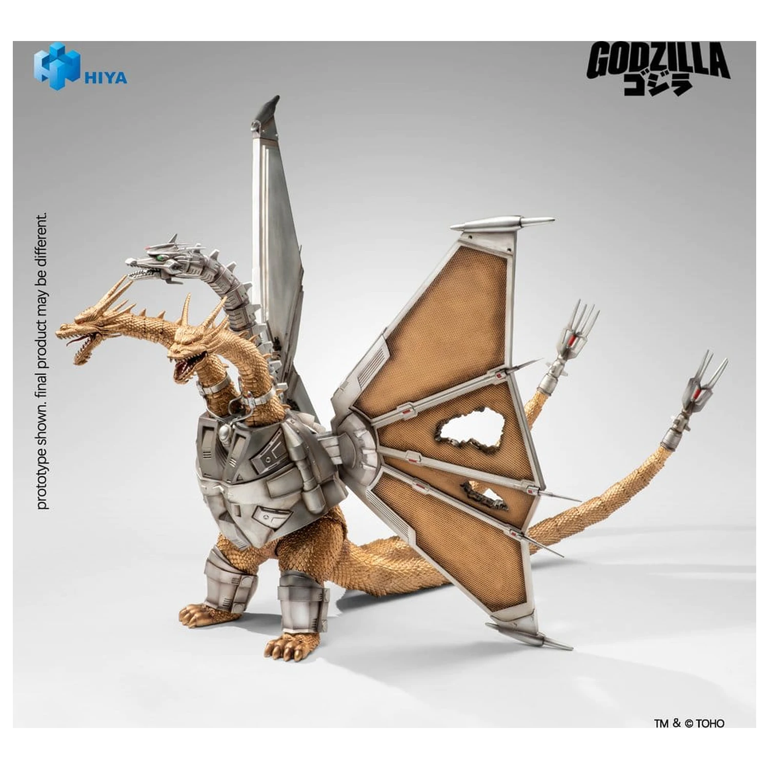 Godzilla vs. King Ghidorah Exquisite Basic akcijska figura poškodovan Mecha King Ghidorah 33 cm fotografija izdelka