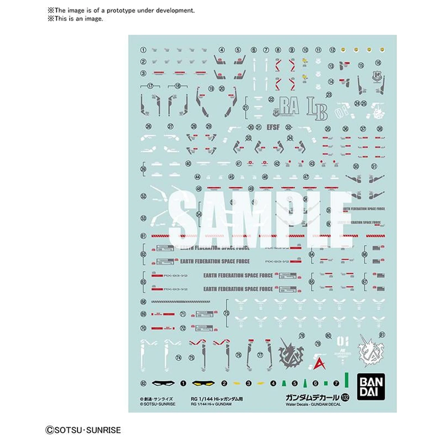 Gundam Decal 132 RG 1/144 Hi-v Gundam model Komplet fotografija izdelka
