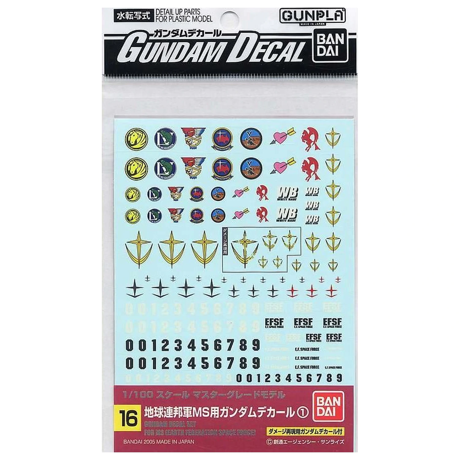 GUNDAM Gundam Decal 16 MG Večnamenska Federacija Model komplet fotografija izdelka