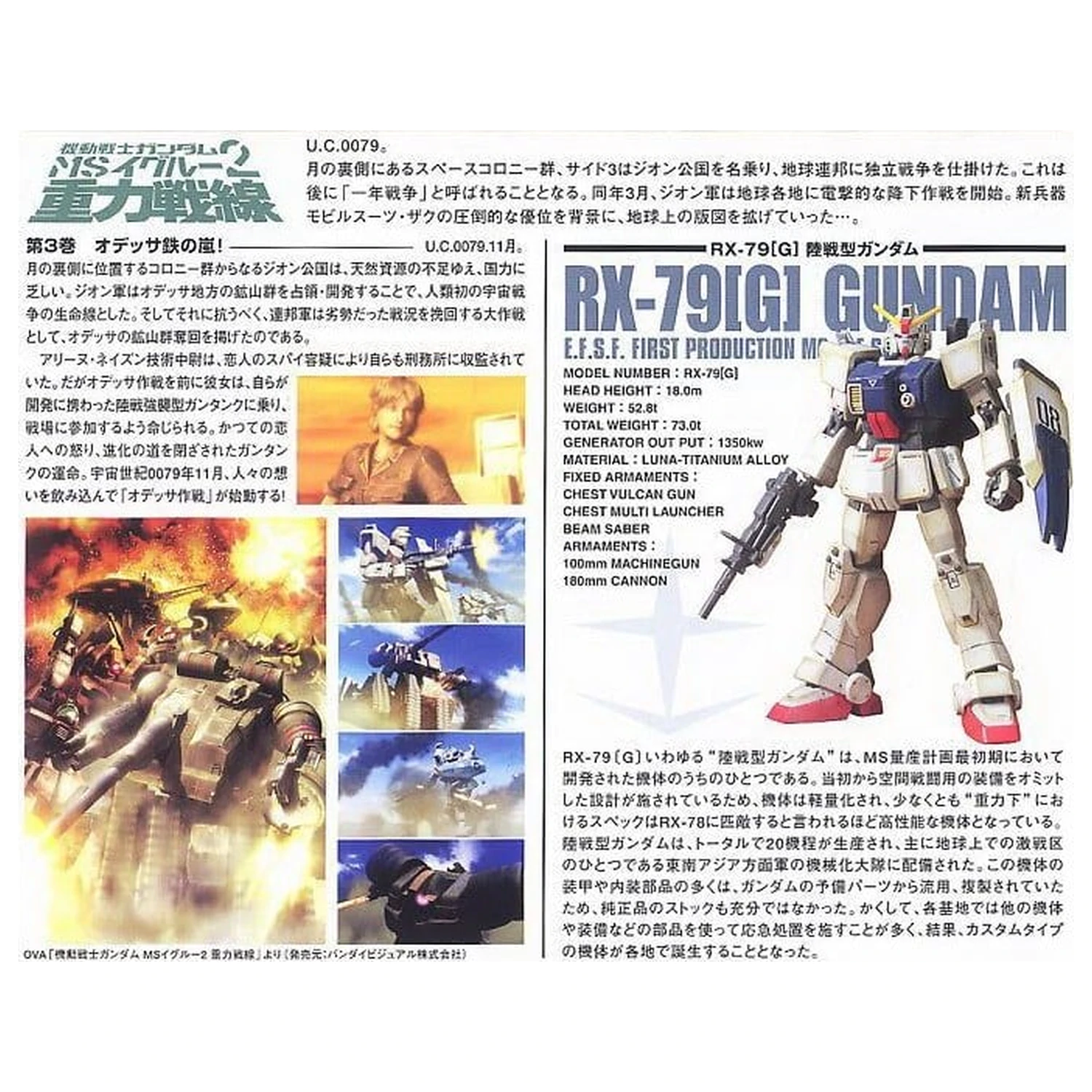 Gundam HGUC 1/144 RX-79(G) Gundam The Ground War Set fotografija izdelka