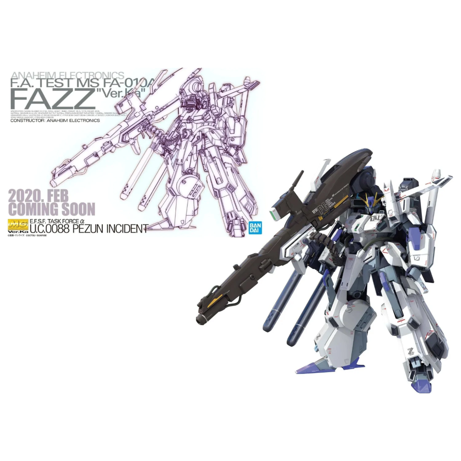 Gundam MG 1/100 FAZZ Ver.Ka FA-010 Komplet modela fotografija izdelka