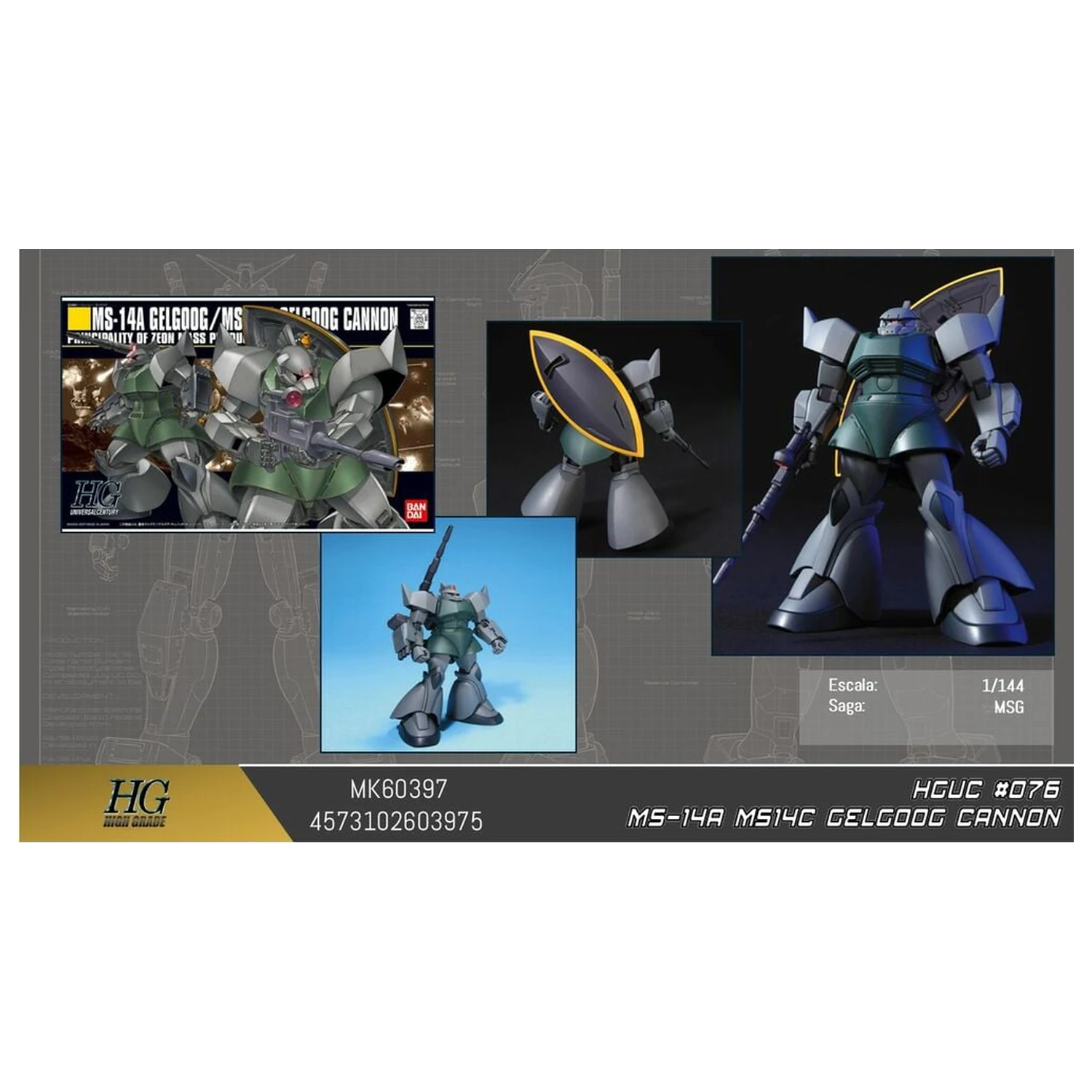 Gundam MS-14C Gelgoog Cannon Mobile Suit Model Komplet HGUC 1/144 fotografija izdelka