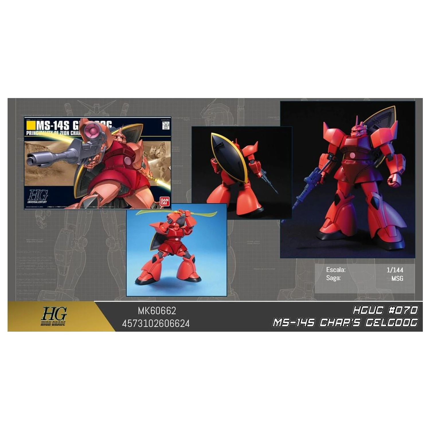 Gundam MS-14S Gelgoog Char Aznable Custom Mobile Suit Komplet modela HGUC 1/144 fotografija izdelka
