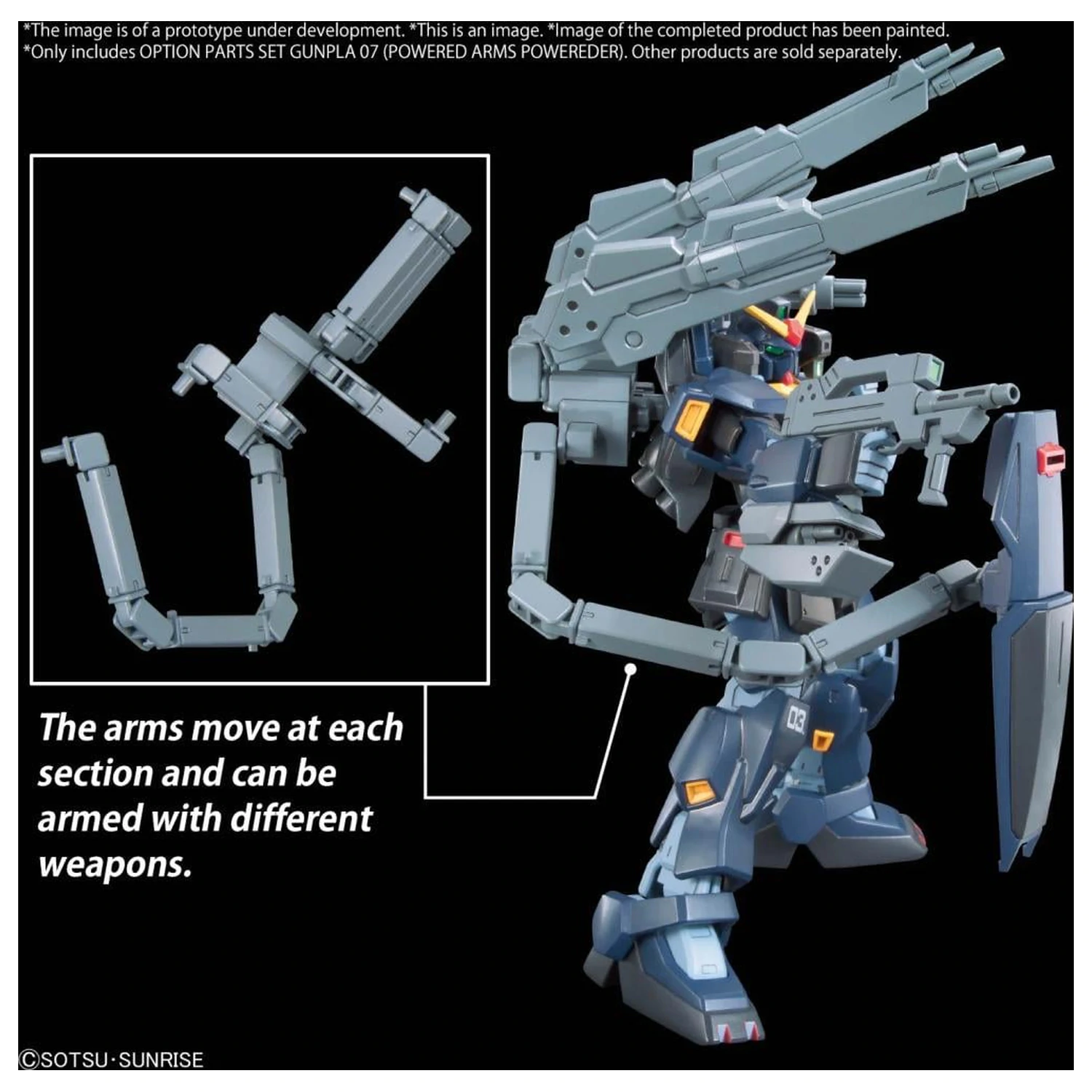 Gundam Option Parts Set Gunpla 07 (Powered Arms Powereder) Model komplet fotografija izdelka