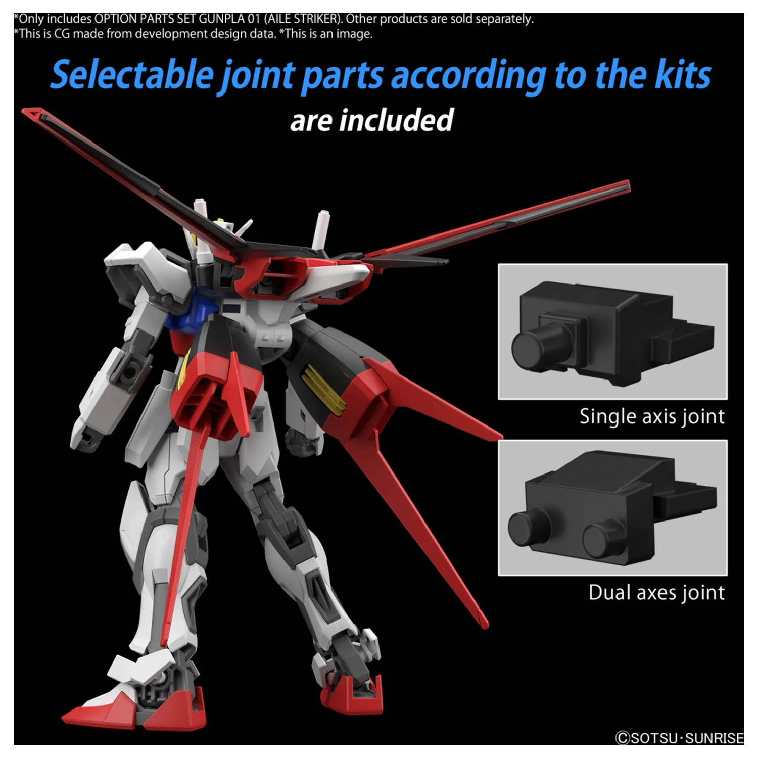 GUNDAM Opcionalni deli Set Gunpla 01 (Aile Striker) Komplet modela fotografija izdelka