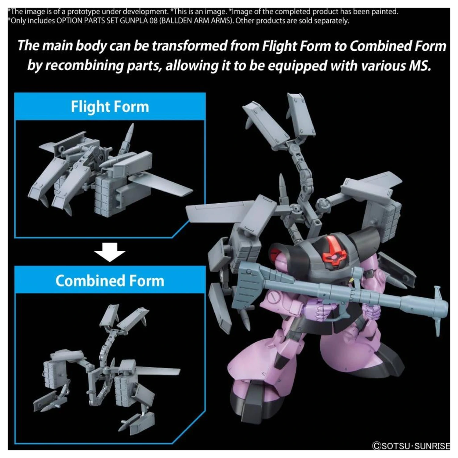 GUNDAM Komplet dodatnih delov Gunpla 08 (Ballden Arm Arms) Model Kit fotografija izdelka
