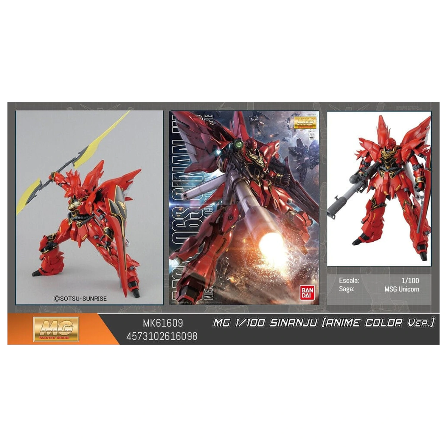 Gundam UC MSN-06S Sinanju Anime Color Ver. komplet modela gibljive obleke MG 1/100 fotografija izdelka