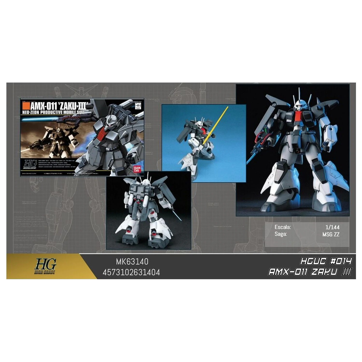 Gundam ZZ AMX-011 Zaku III mobilna obleka komplet modela HGUC 1/144 fotografija izdelka