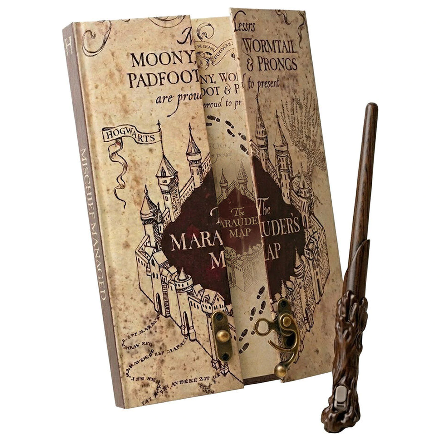 Harry Potter A5 zvezek s skrivnim zemljevidom in čarobnim peresom palico fotografija izdelka