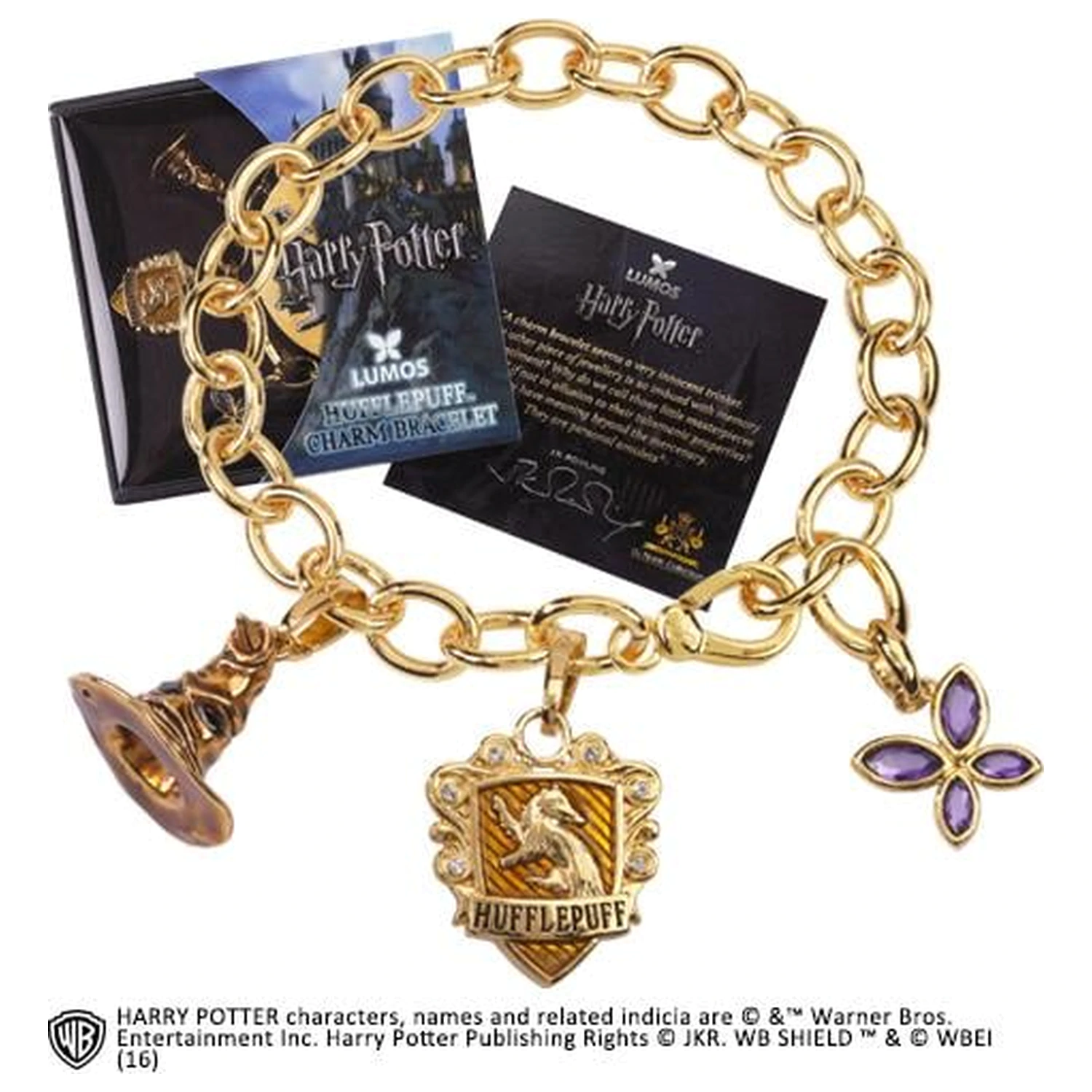Zapolnjena zapestnica Harry Potter Charm Bracelet Lumos Hufflepuff fotografija izdelka