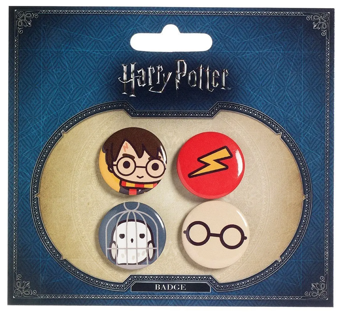 Harry Potter Cutie Button Komplet značk 4-Pack Harry Potter & Hedwig fotografija izdelka