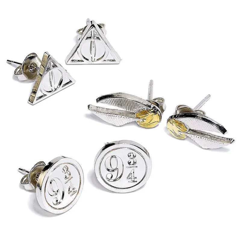 Harry Potter uhani 3-Pack Snitch/Deathly Hallows/Platform 9 3/4 (posrebreno) fotografija izdelka