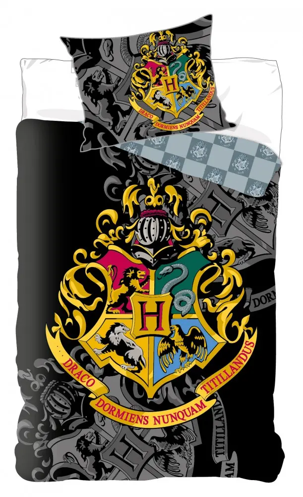 Harry Potter Hogwarts Houses Črna Prevleka za odejo fotografija izdelka