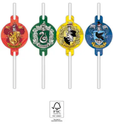 Harry Potter Hogwarts Houses papirnata slamica 4-delni komplet FSC fotografija izdelka