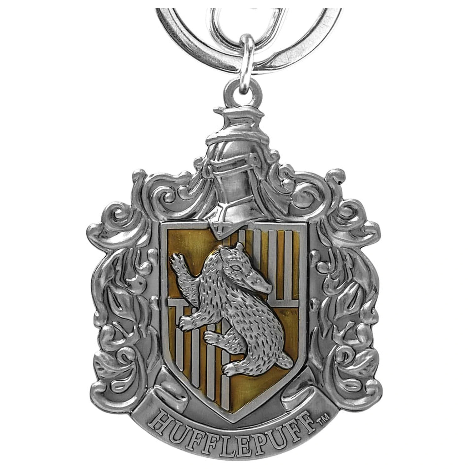 Harry Potter Pewter obesek za ključe Grb Hufflepuff fotografija izdelka