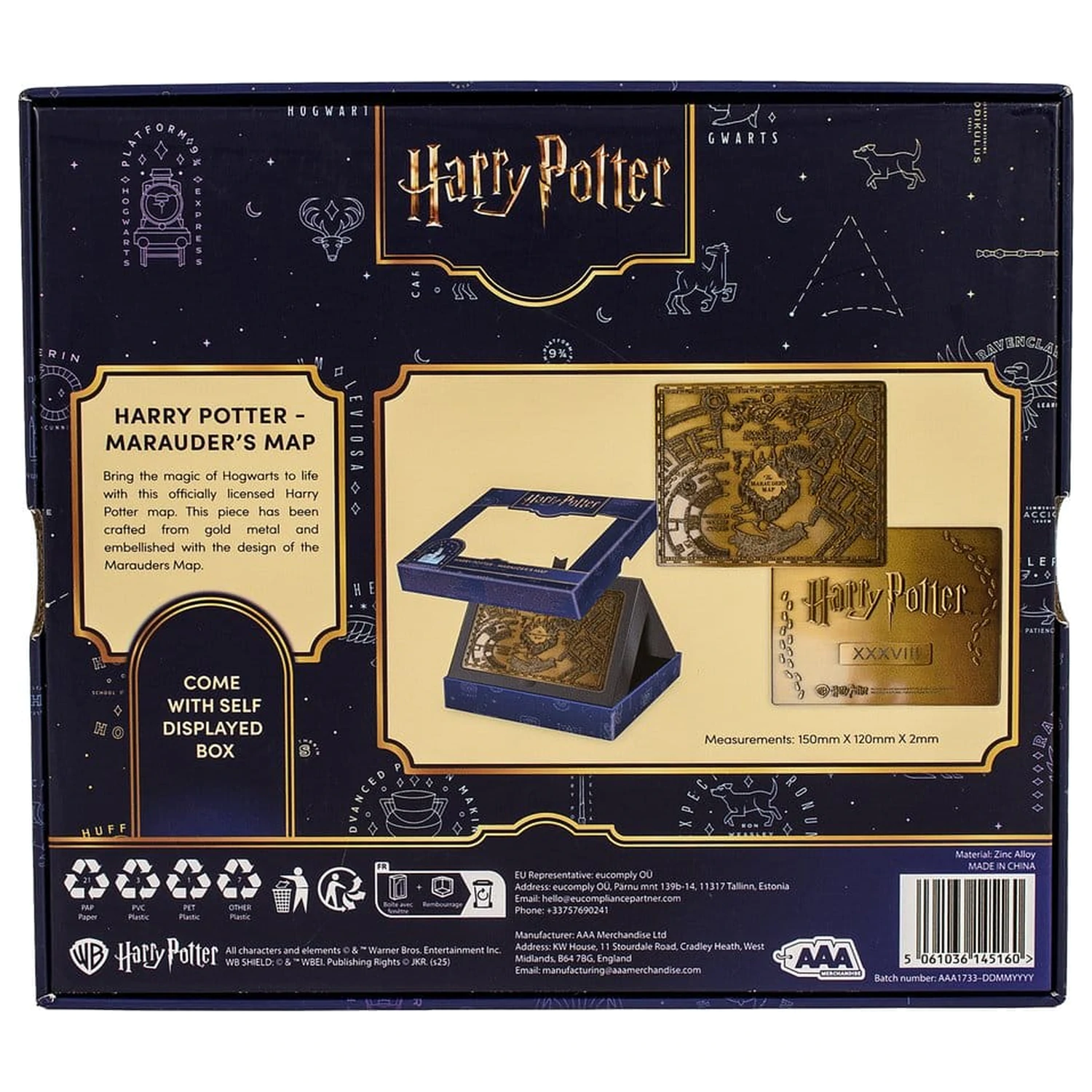 Harry Potter Replika Marauder's Map Kovinska karta 15 cm fotografija izdelka