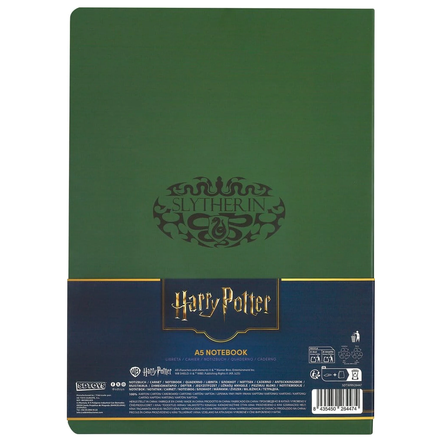 Harry Potter zvezek z mehkimi platnicami Slytherin 21 cm fotografija izdelka