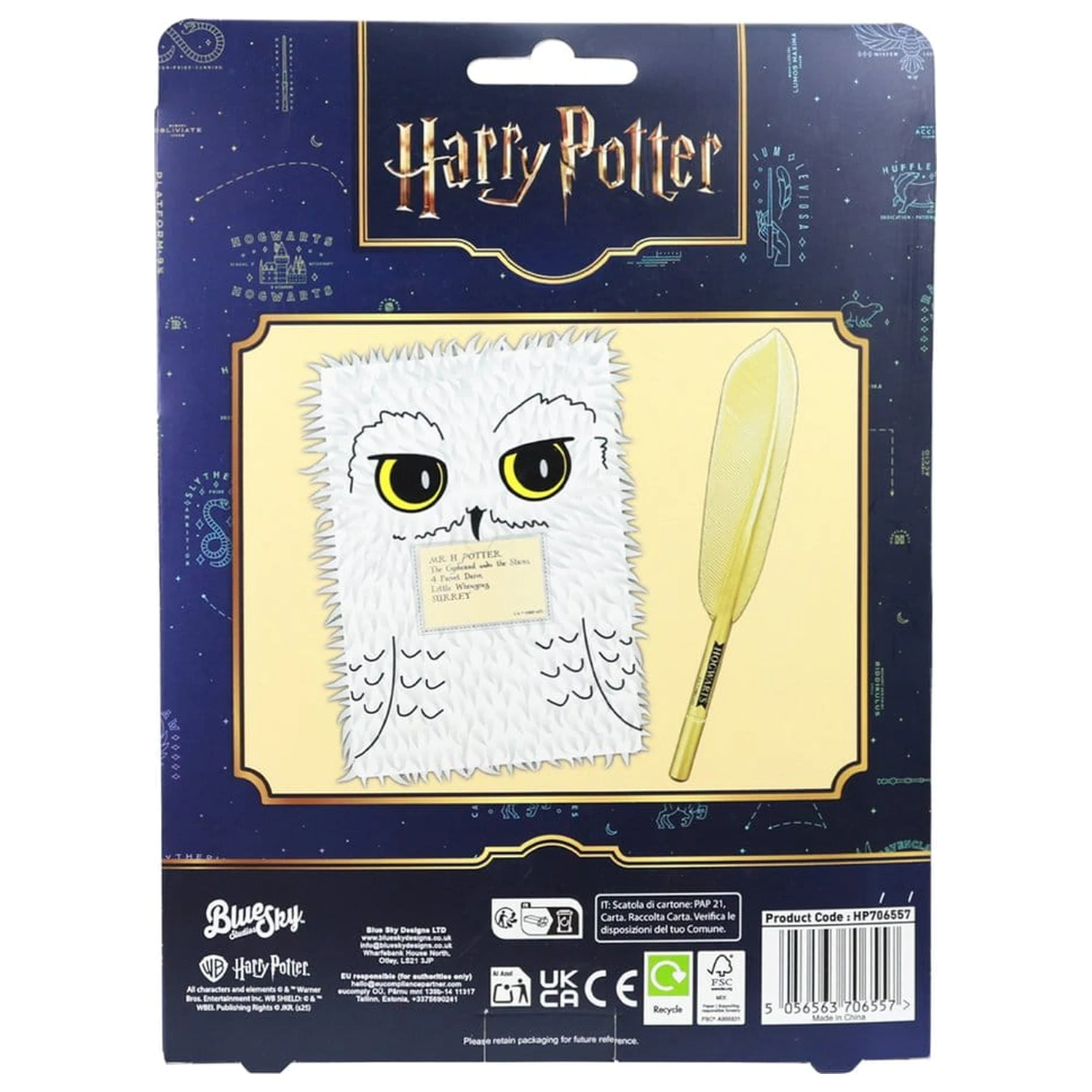 Harry Potter Plišast set zvezkov s kemičnim svinčnikom Hedwig Magical Locations fotografija izdelka