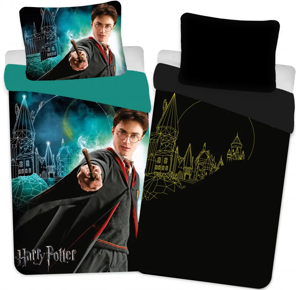 Harry Potter Glow in the Dark prevleka za odejo Castle 140x200 cm, 70x90 cm fotografija izdelka