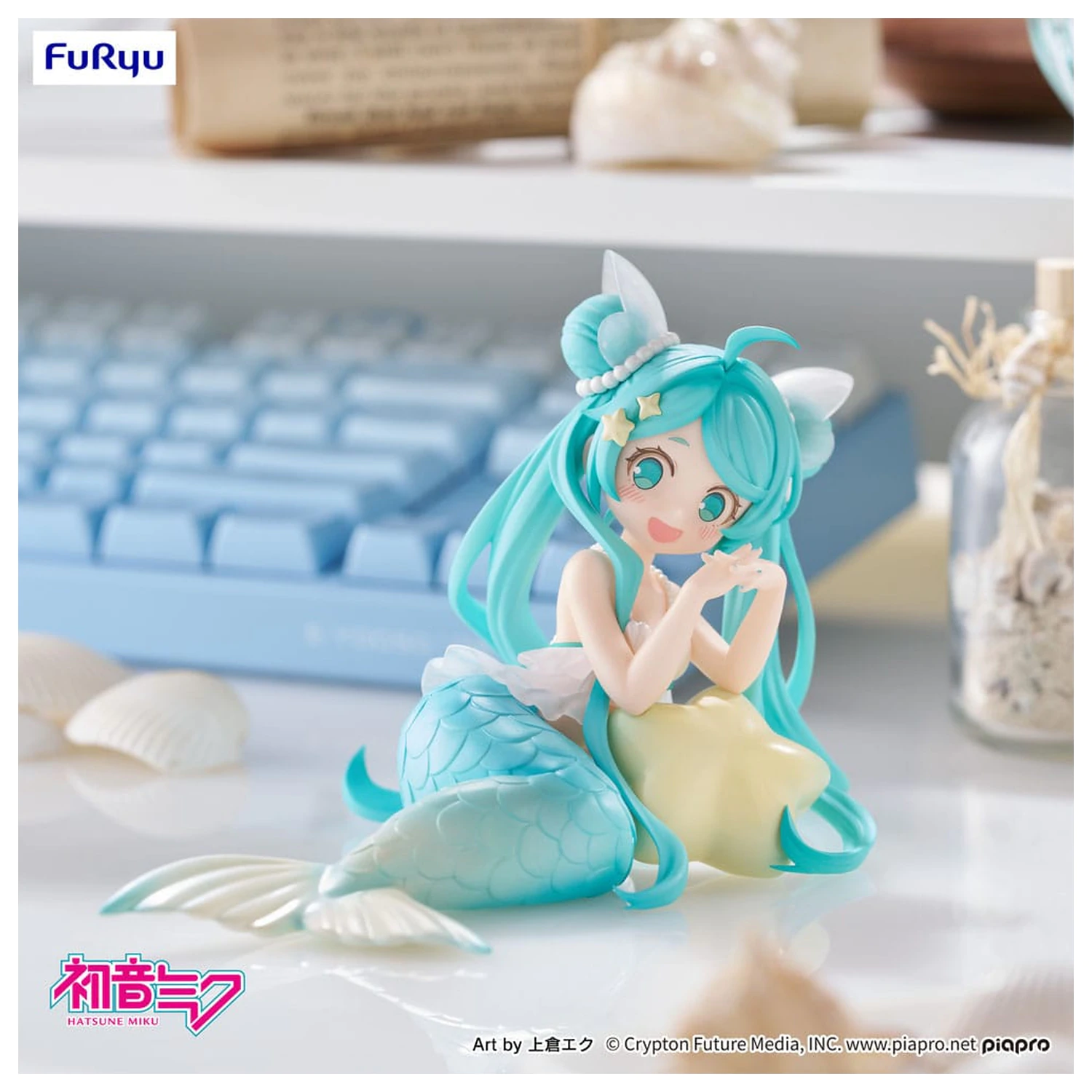 Hatsune Miku Namizni Vilinski PVC Kip Hatsune Miku Princesa morska deklica Ver. 9 cm fotografija izdelka
